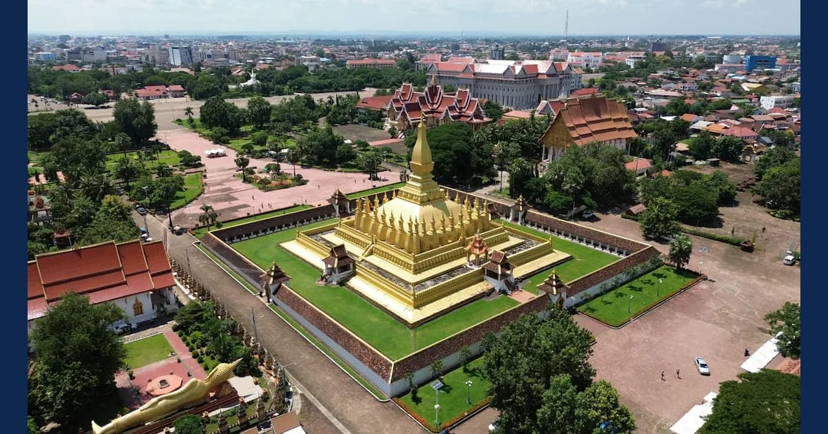 Vue aérienne de Vientiane, capitale du Laos.